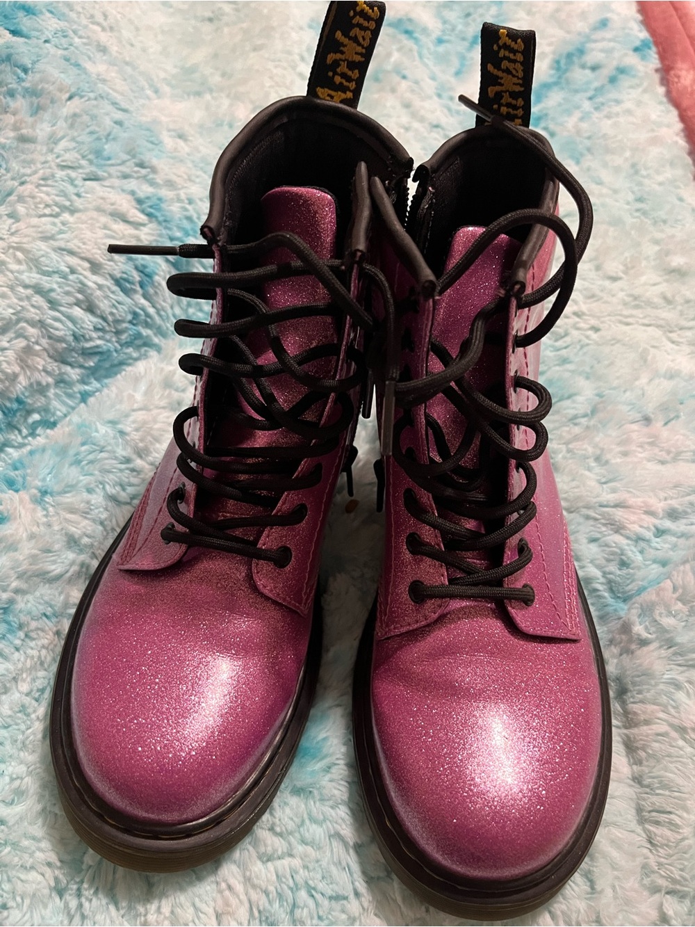 Dr. Martens Pink Glitter Combat Boots